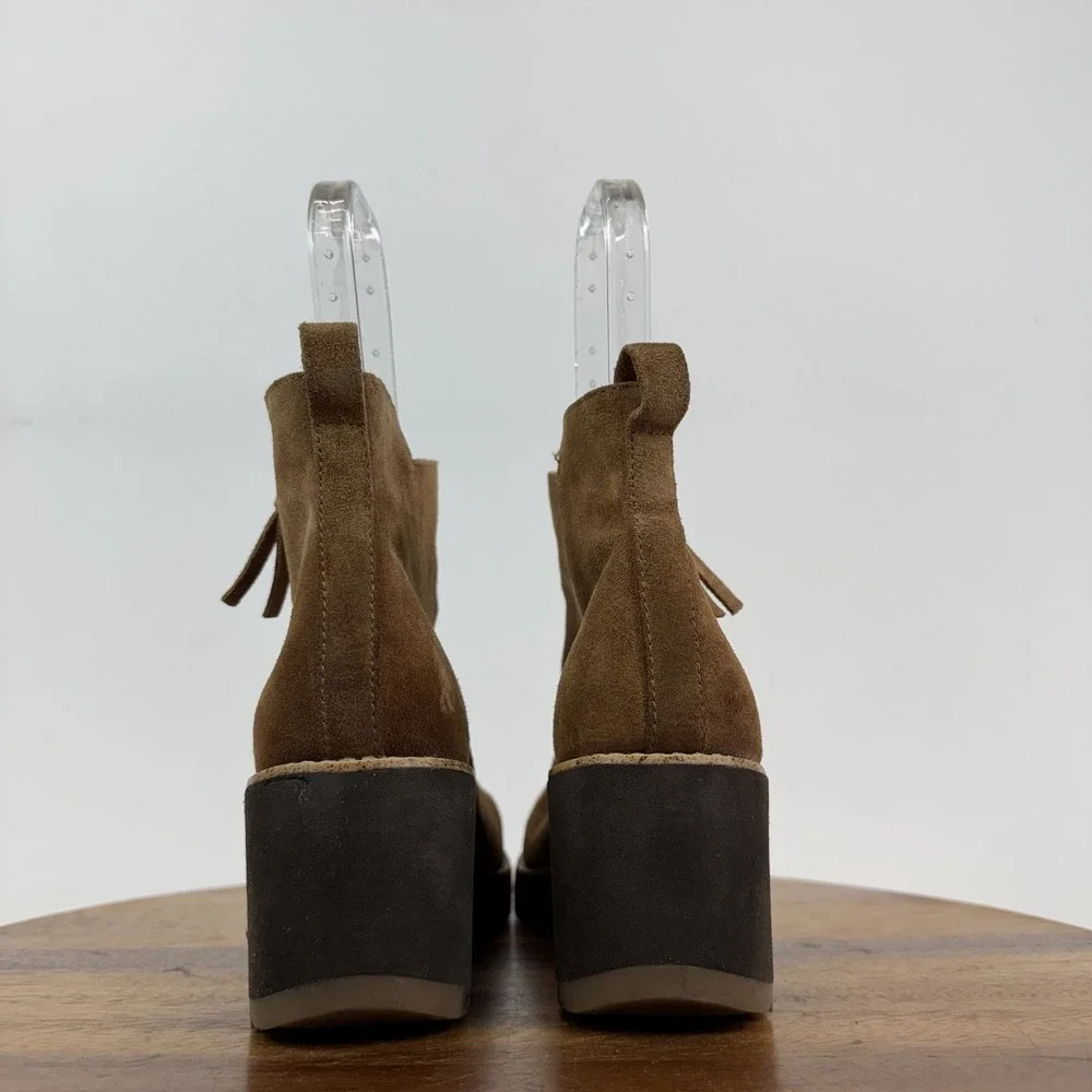 Womens Sofft Emeline Waterproof Brown Leather Wedge Ankle Booties Size 8‎ M GUC